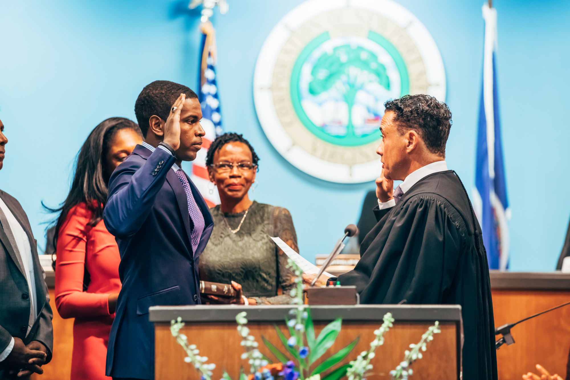 Mayor Jones being sworn in